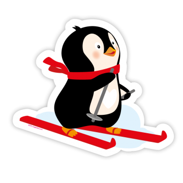 Penguin on skis