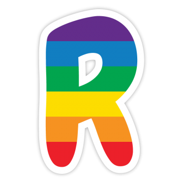 Rainbow-like R letter